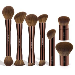 Maange 7 Pcs Brown Double Sided Kabuki Cosmetics Makeup Brushes